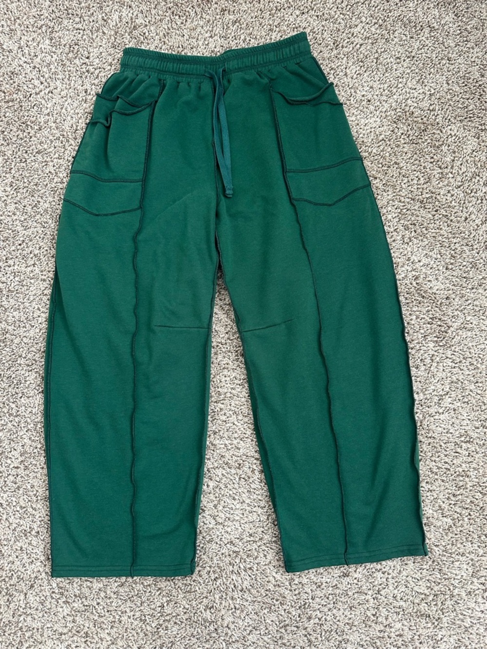 Barrel Wide Leg Green Sweatpants Large w/ Six Large Pockets!